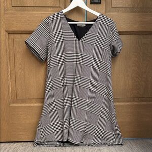 Zara TRF Collection Classic Black and White Plaid Dress: babydoll dress
